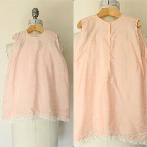 Vintage 1980s 1990s Baby Dress, Handmade Pink Silk Little Girls Frock